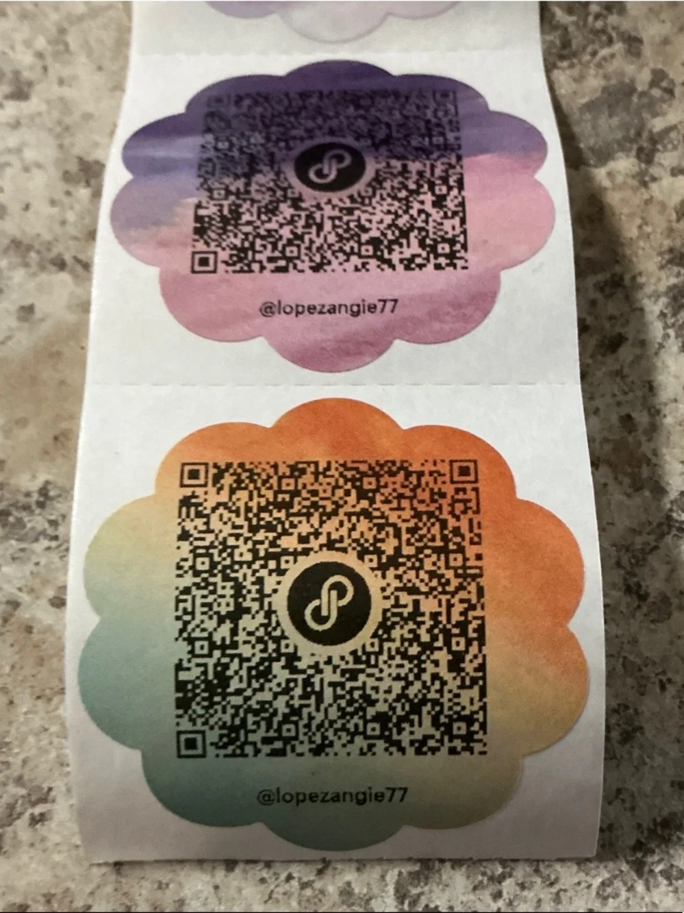 QR Code Sticker Pack - Flower Multicolor Gradient 60 pieces 2x2